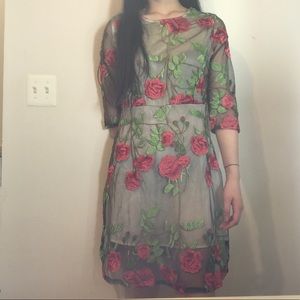 Rose Half Sleeve Kitsch Dress